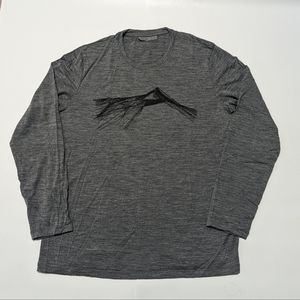 Men's Icebreaker L Heather Gray/Black Mountain Graphic Merino Wool Long Sleeve T